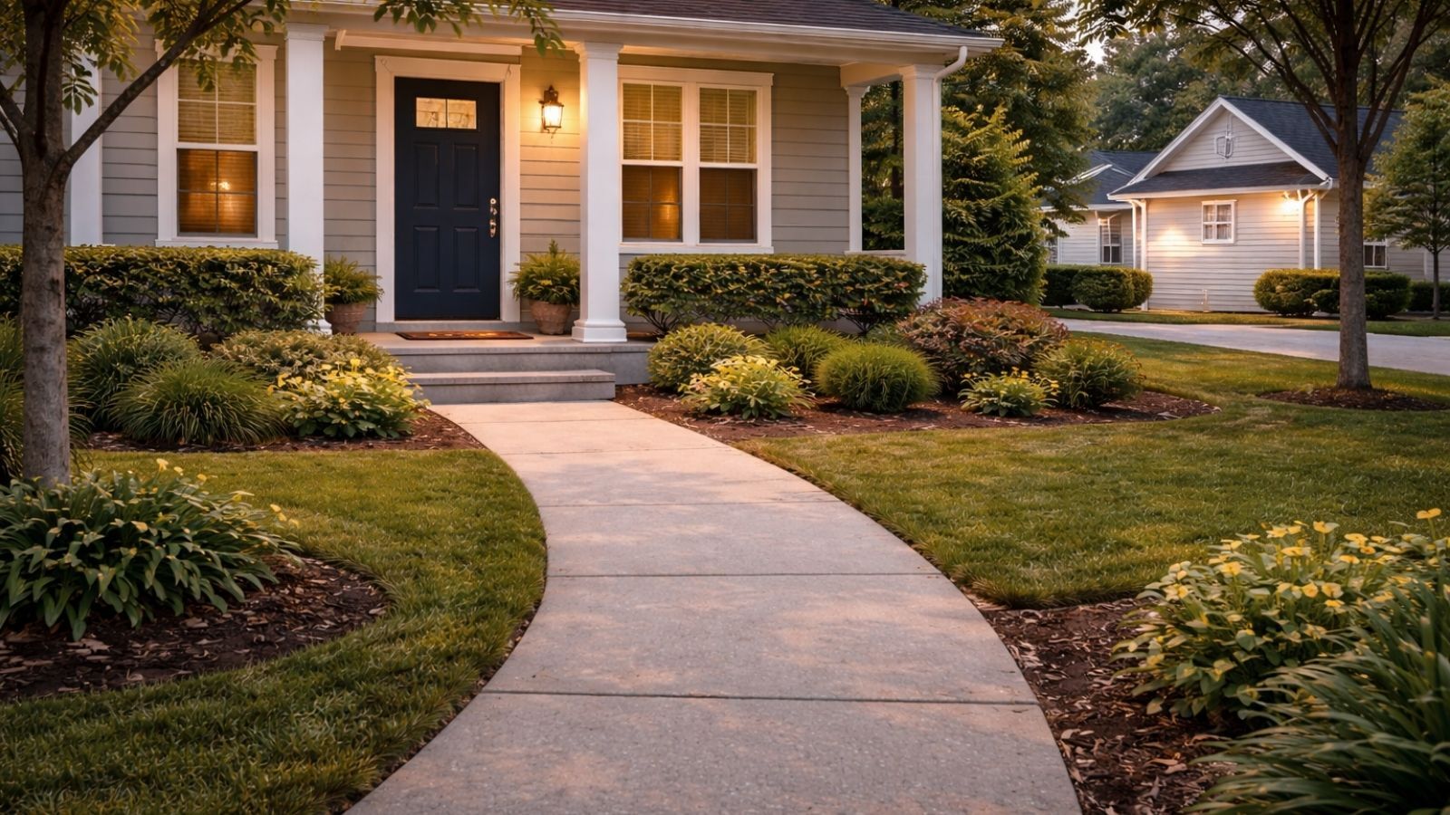 home exterior with visible porch light and clear front entry showing signs of normal activity