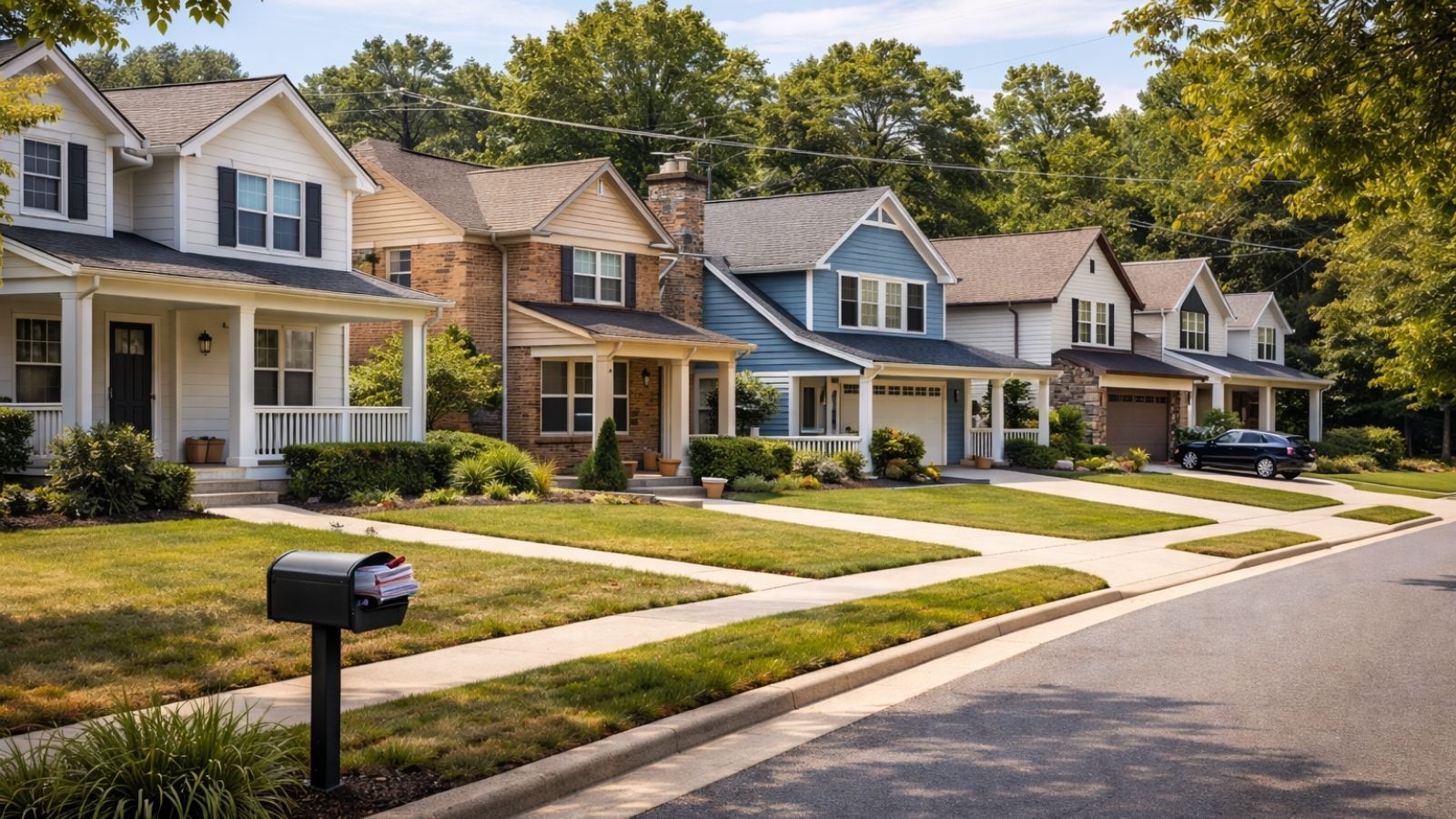 quiet residential street with similar homes where subtle differences in activity can make one house stand out