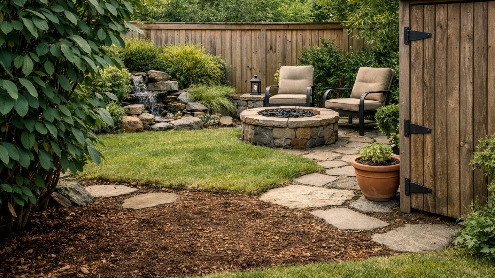 Discreet outdoor area of a backyard where underground storage could be placed out of sight